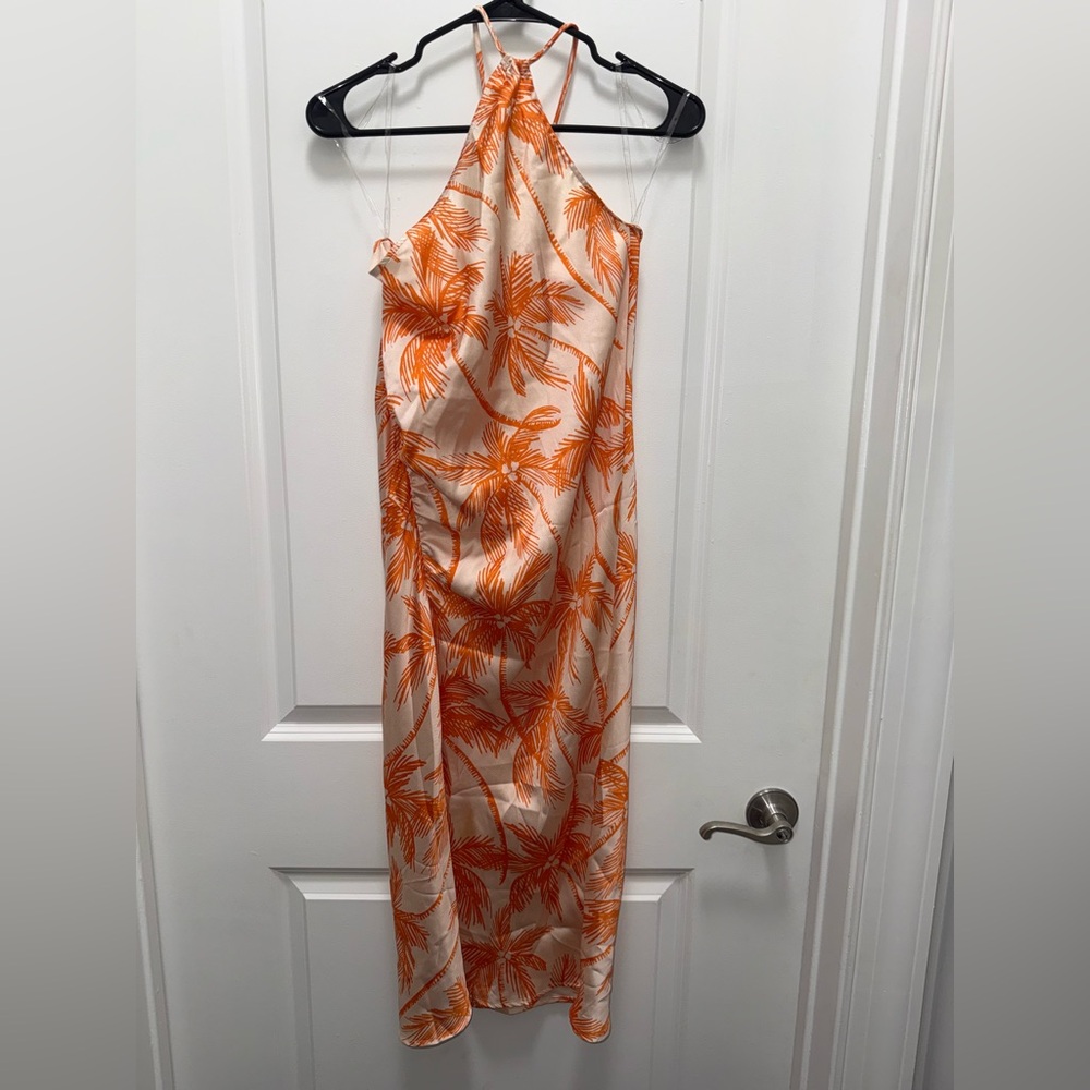 NWOT Target Future Collective Palm Tree Silky Midi Dress